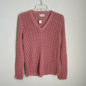 Vtg 1950's British Vogue Pink Open Knit Sweater Deadstock Rare